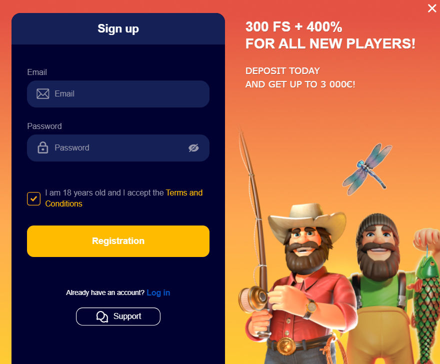 VeryWell sign-up form showing email and password fields, age confirmation, Terms and Conditions and Registration button